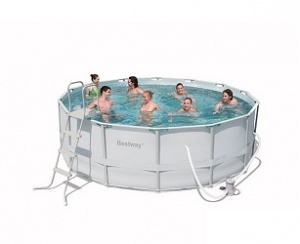 Каркасный бассейн 427х122 см, 15232л, фильтр-насос 3028л/ч, тент, лестница., Bestway, 56444/56263 BW