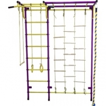 Детский спортивный комплекс ДСК "Пионер-С4Л" с комбинированной лестницей (пристеночный) пурпурный-желтый
