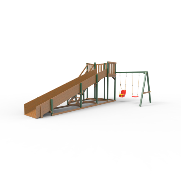 Детская площадка - деревянная горка Пикник "Зима №3" Форест с качельной балкой