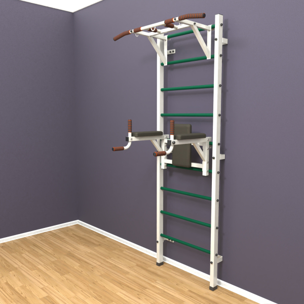 Шведская стенка «LittleSport» White Pull-Up 2.0 зеленые ступени