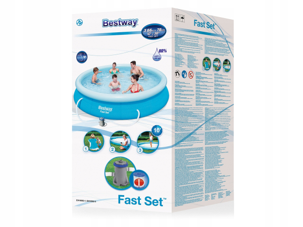 картинка Бассейн с надувным бортом 366х76 см, 5377 л, с фильтр-насос 1249л/ч., Bestway, 57274 BW от магазина Лазалка