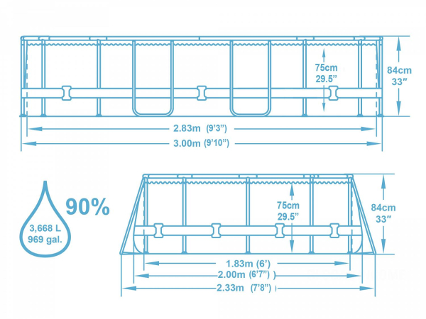 картинка Каркасный овальный бассейн 300х200х84 см, 3668л, фильтр-насос 1249 л/ч, Bestway, 56617 BW от магазина Лазалка