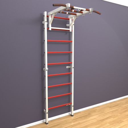 картинка Шведская стенка «LittleSport» White Long красные ступени от магазина Лазалка