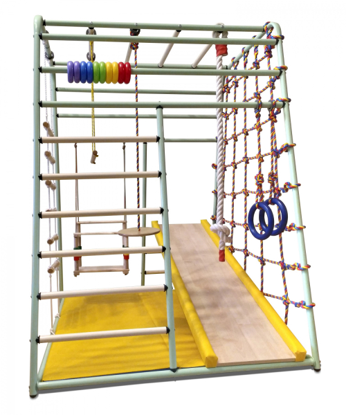 ДСК Вертикаль "Веселый Малыш" NEXT увеличенный с горкой с мягкими бортиками (фисташковый)