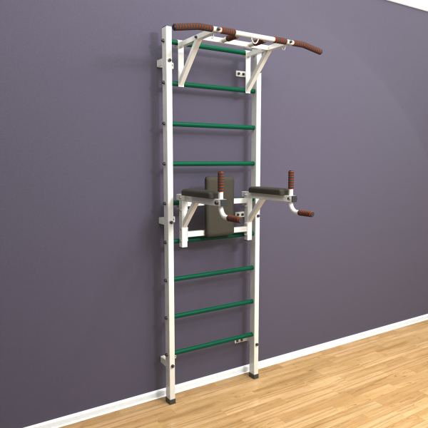 Шведская стенка «LittleSport» White Pull-Up 2.0 зеленые ступени