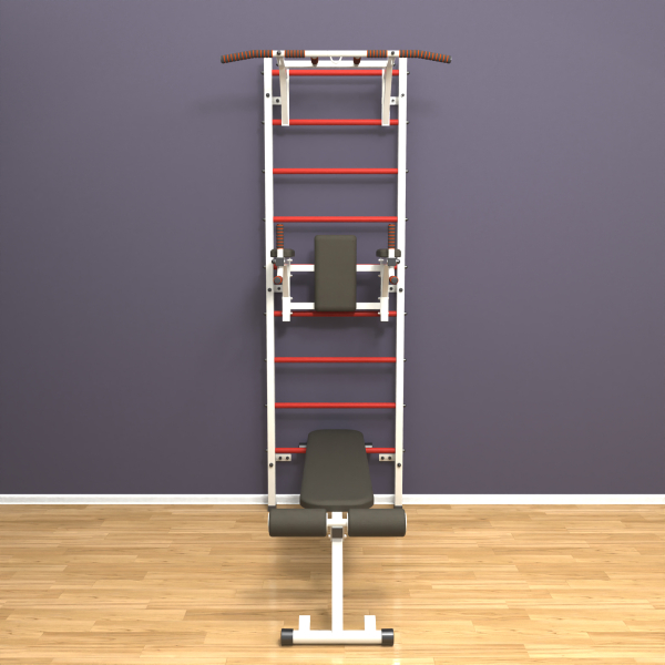 картинка Шведская стенка «LittleSport» White Pull-Up 3.0 красные ступени от магазина Лазалка